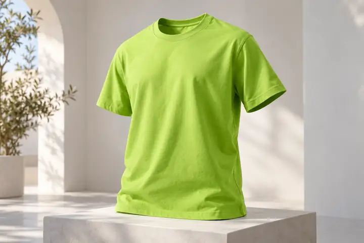 Ilustração: camisa verde em um ambiente de estúdio